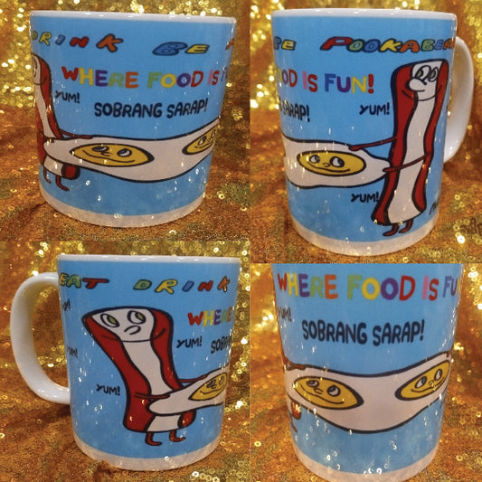BACON N EGGS  LIMITED EDITION SIGNED MARCOART POOKABERRY MUG CUP